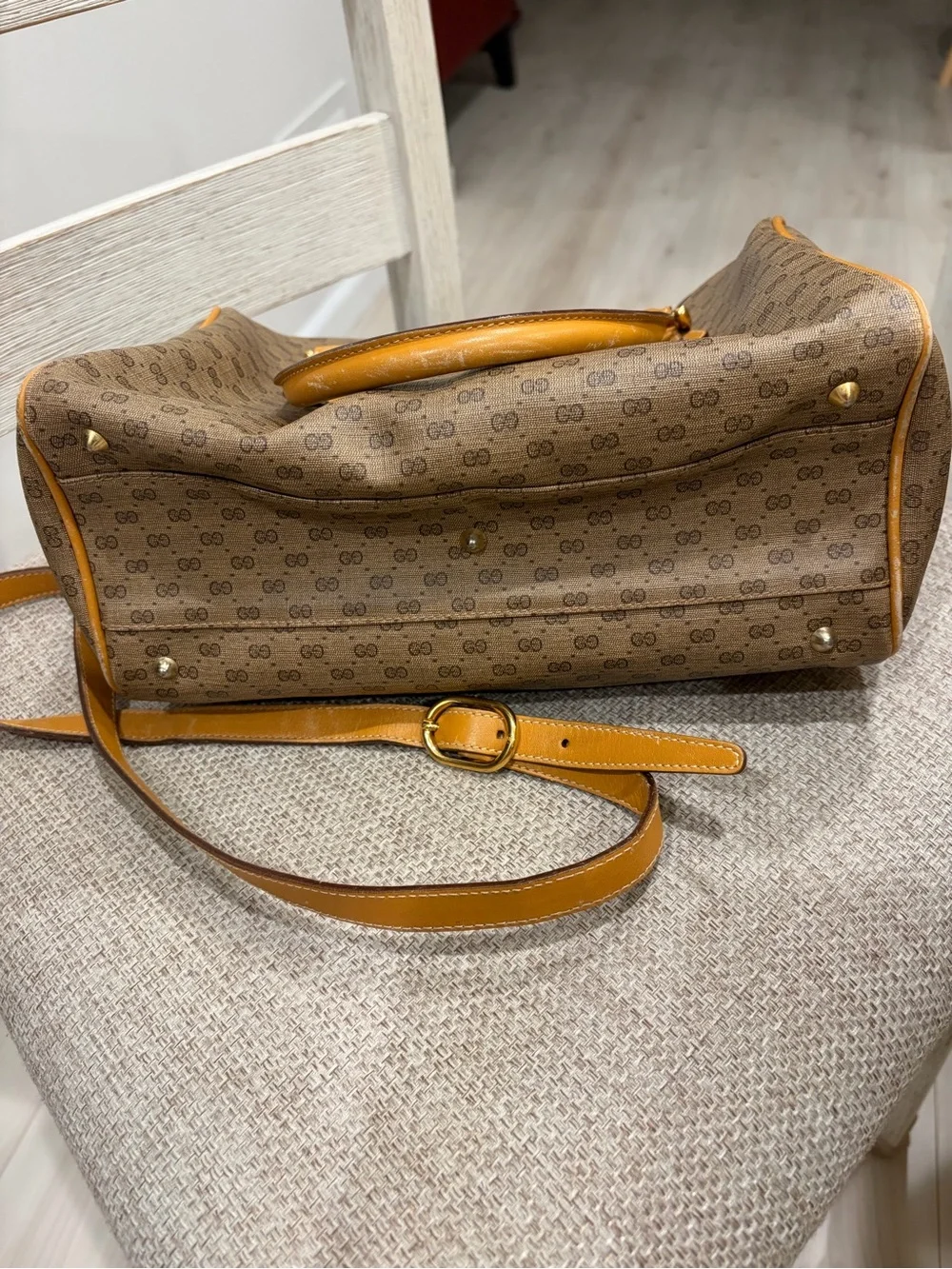 Gucci Tan vintage Micro GG Boston Satchel